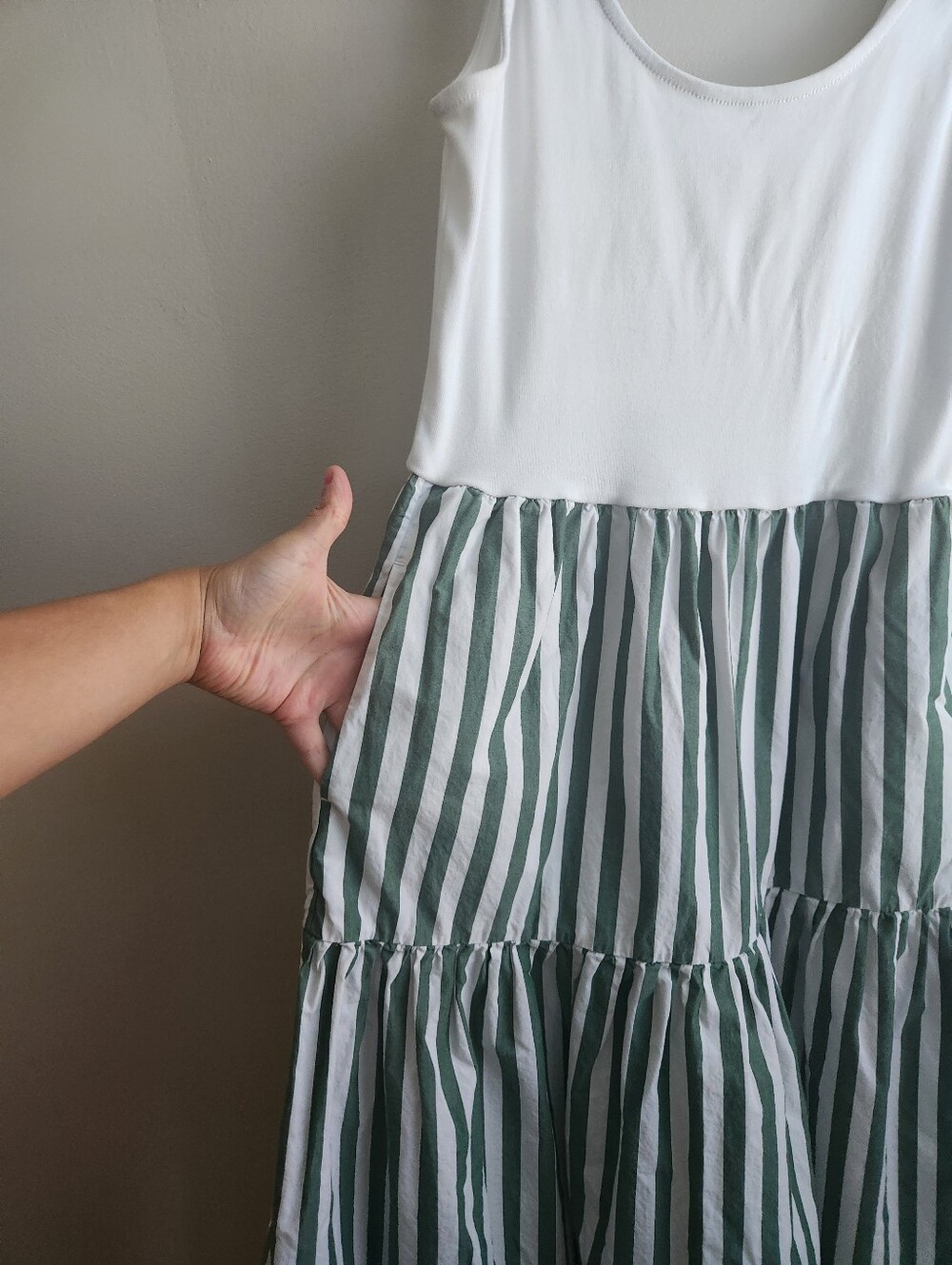 J Crew Factory Striped Tiered Cotton Midi Dress - Picture 3 of 6